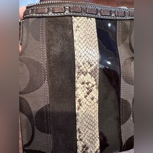 Coach Leather Suede Python Brown Signature bag